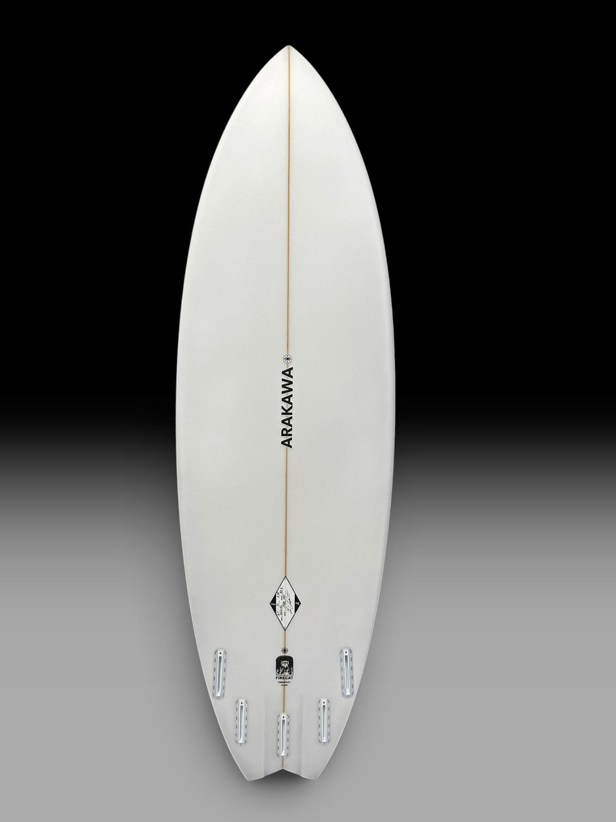 Arakawa Firecat 6'2 surfboard – bottom view