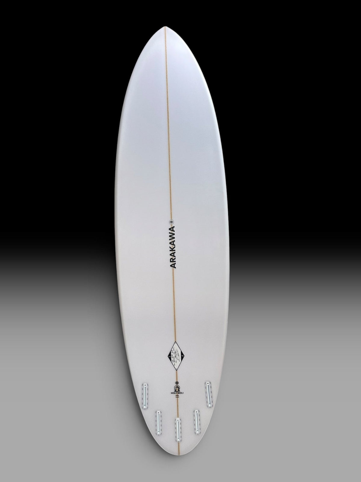 Arakawa Holy Moli 6'10 surfboard – bottom view