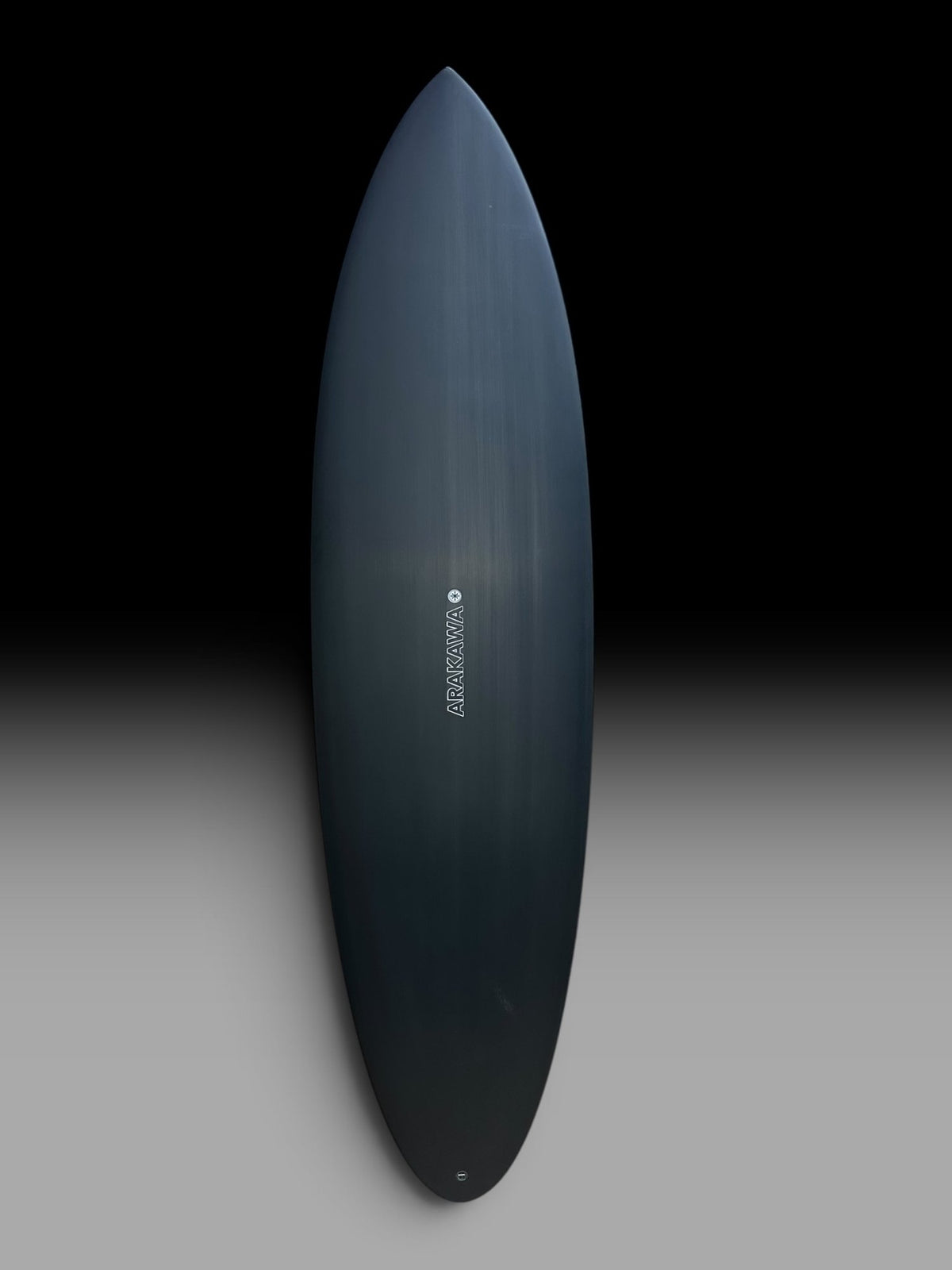 Arakawa Holy Moli 6'8 surfboard – deck view, dark tint