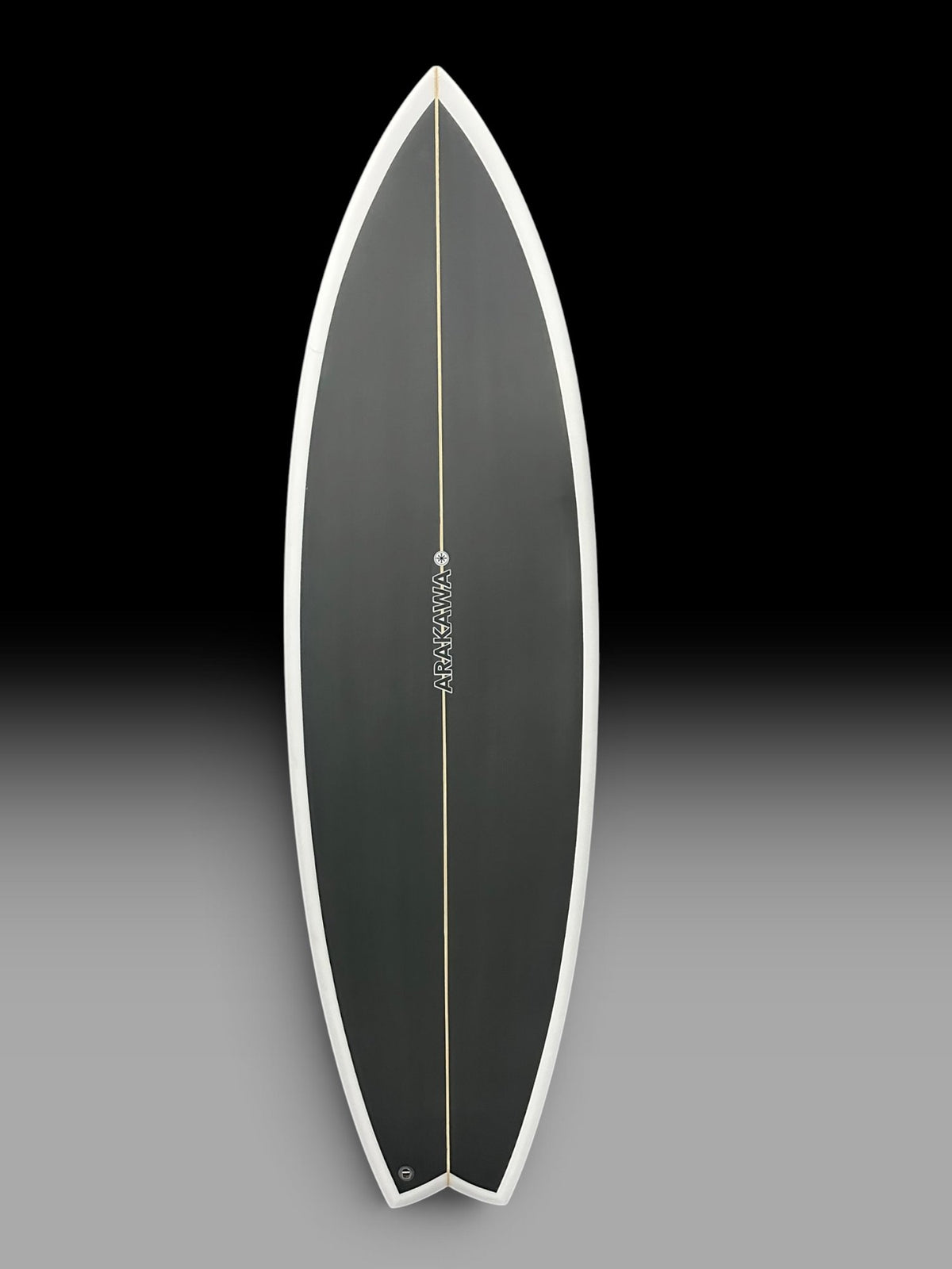 Arakawa Firecat 6'0 5-fin surfboard – deck view