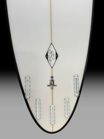 Arakawa Holy Moli 6'6 surfboard – tail and fin boxes close-up