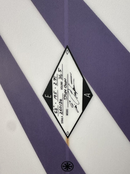 Arakawa Stun Gun 6'6 surfboard – dimensions stamp (length, width, thickness, volume)