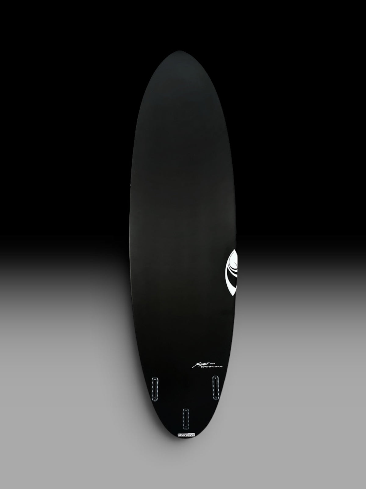 Sharp Eye Midgician C1 Carbon surfboard – bottom view, black