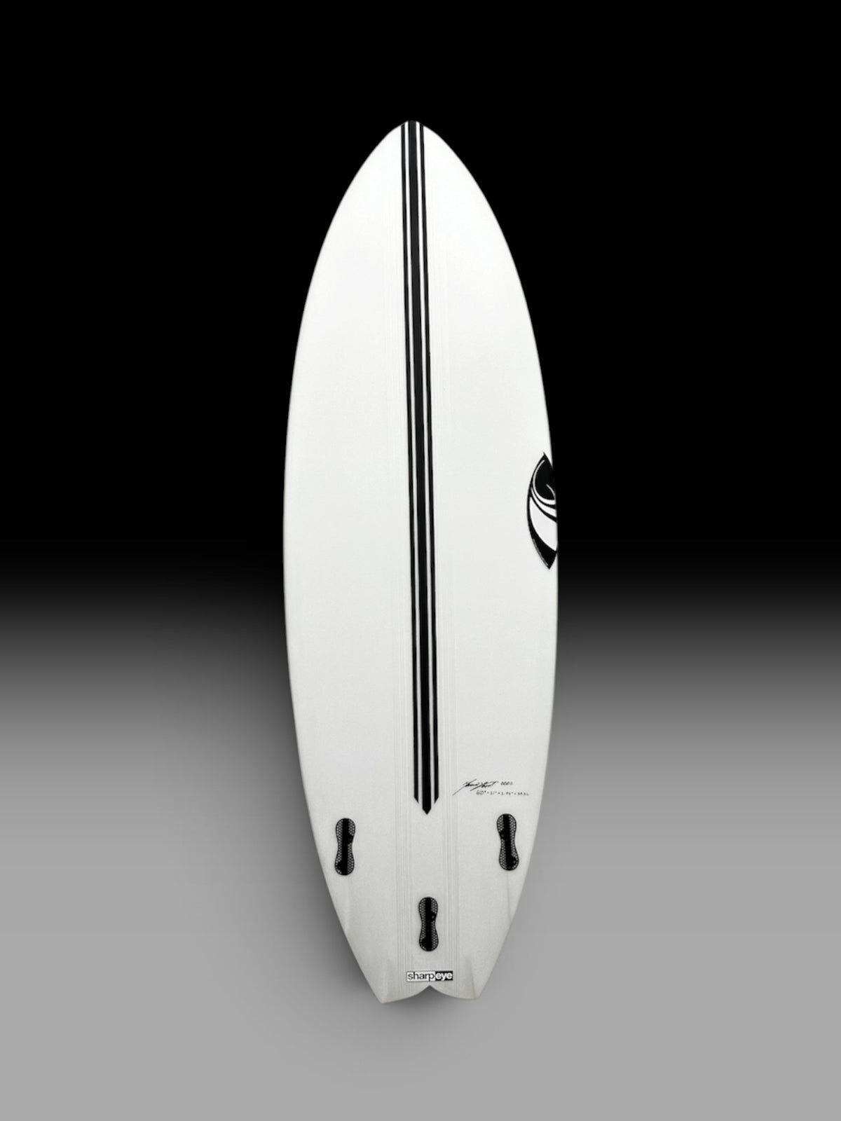 Sharp Eye Twin Turbo E3 Lite surfboard – bottom view